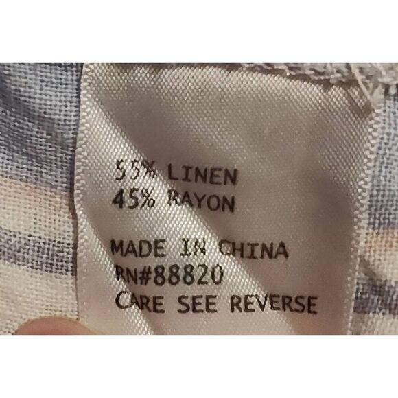 Saint Tropez West linen blend tunic blouse Size 2X Hi low side split hem V neck - Picture 6 of 7